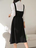 Solid Belted Overall Dress Without Top