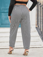 Plus Houndstooth Print Carrot Pants