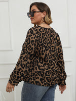 Plus Leopard Print V Neck Blouse