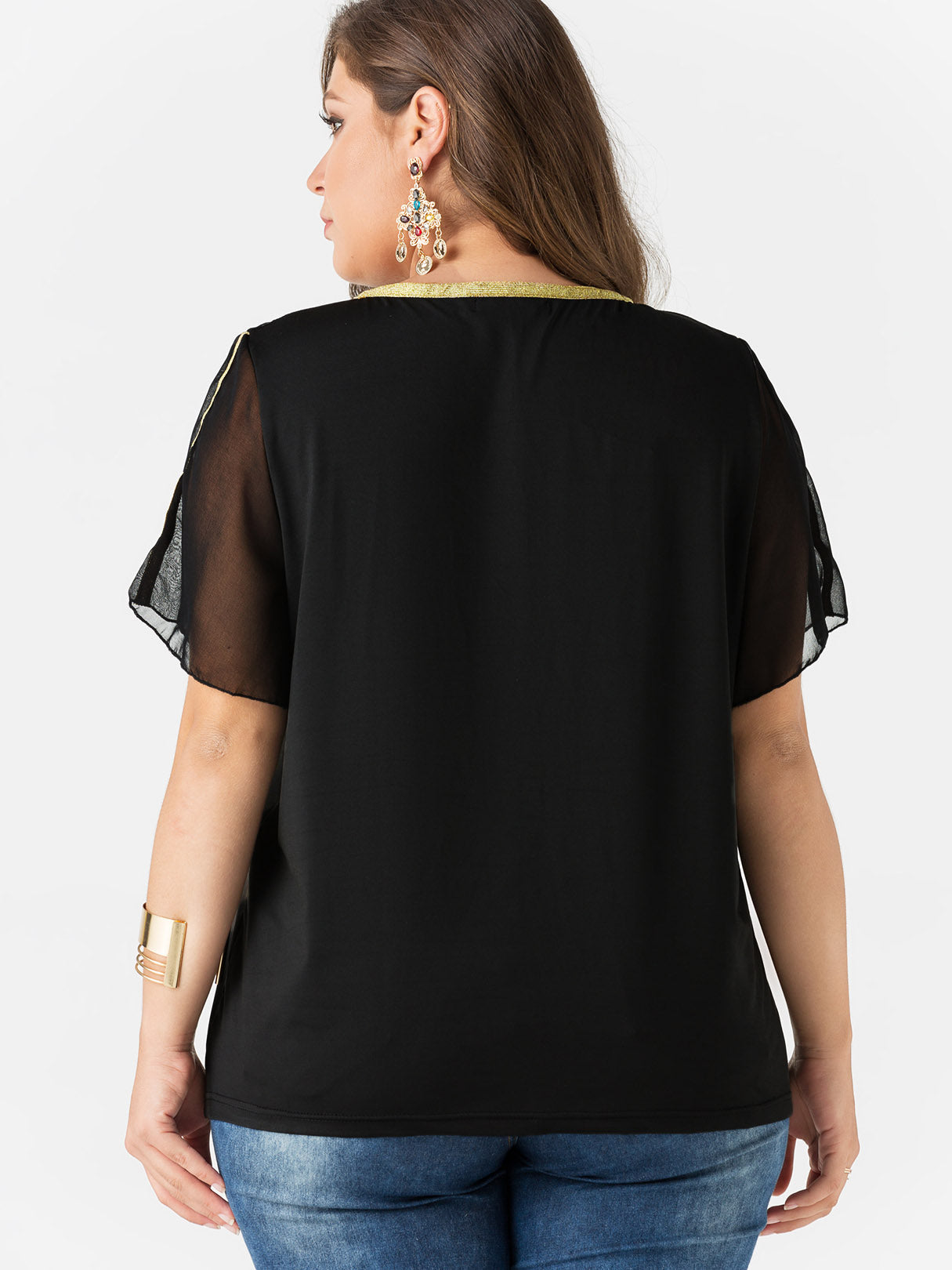 NEW FEELING Womens Black Plus Size Tops