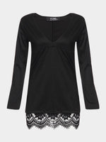 Wholesale Black Long Sleeve Plain Lace Dresses