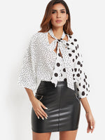 Wholesale Deep V Neck Polka Dot 3/4 Sleeve Blouses