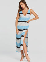 NEW FEELING Womens Striped Sexy Dresses