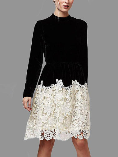 Wholesale Black & White Long Sleeve Lace Dresses