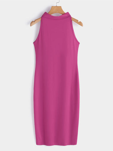 Wholesale Perkins Collar Sleeveless Plain Bodycon Dresses