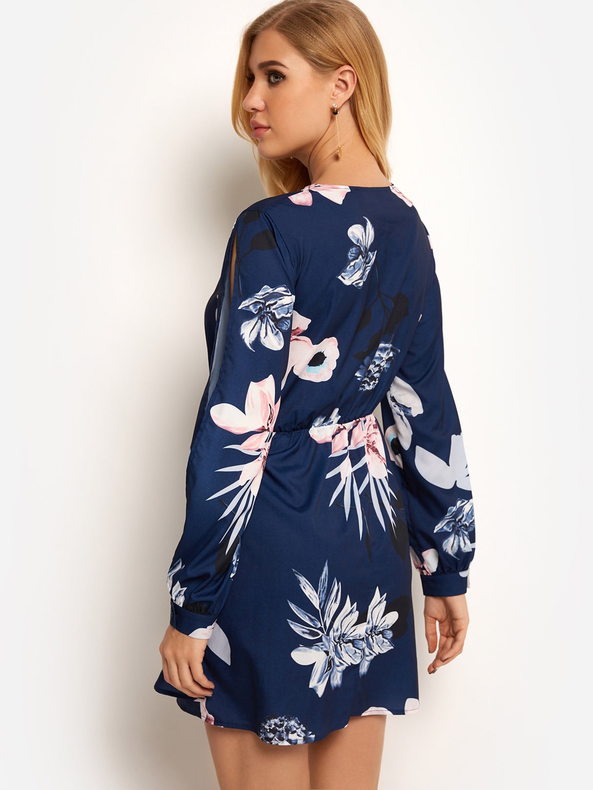 NEW FEELING Womens Navy Floral Dresses