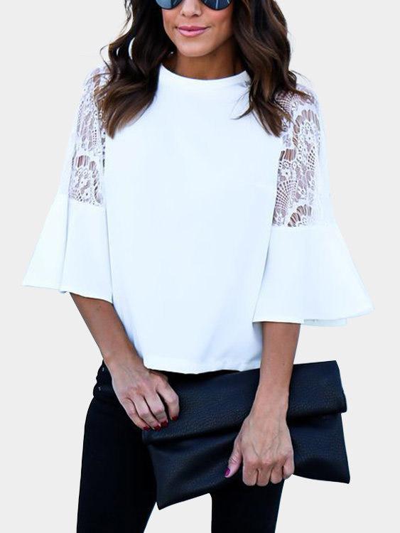 NEW FEELING Womens White Blouses