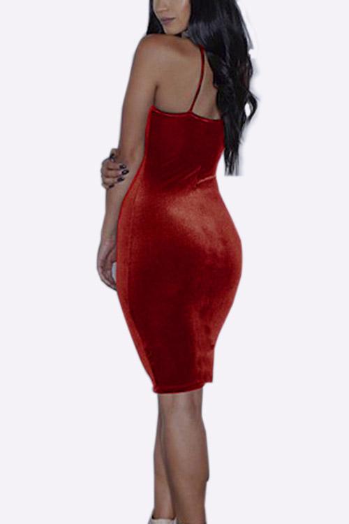 Custom Red Velvet Off Shoulder Dress