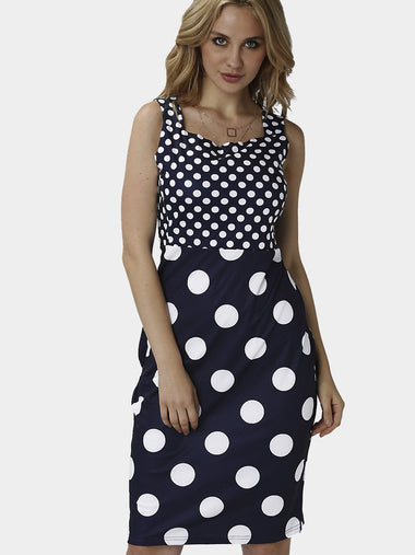 Wholesale Round Neck Sleeveless Polka Dot Backless Dresses