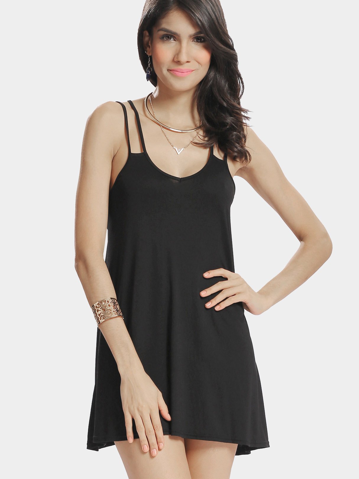 Wholesale Black V-Neck Sleeveless Backless Mini Dresses