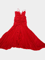 Wholesale Red Sleeveless Plain Flounced Hem Sexy Dress