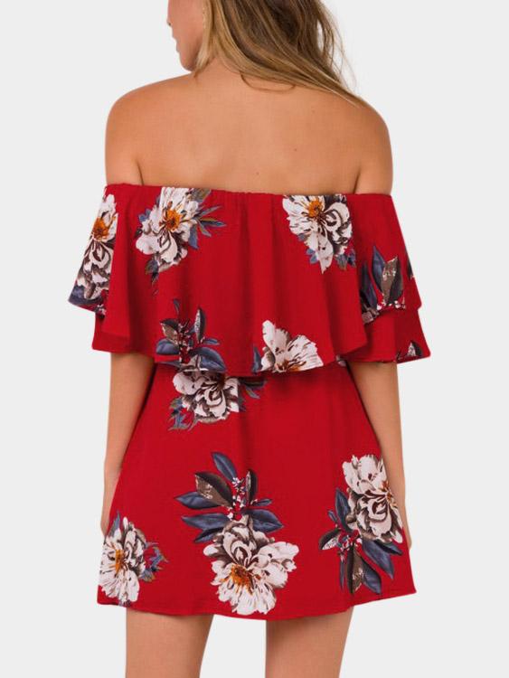 NEW FEELING Womens Red Floral Dresses