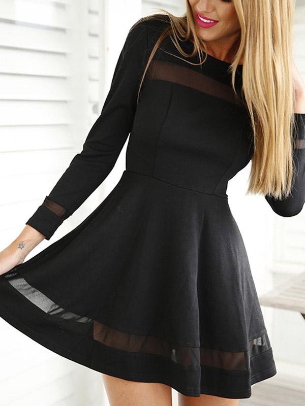 Plain black clearance long sleeve dress