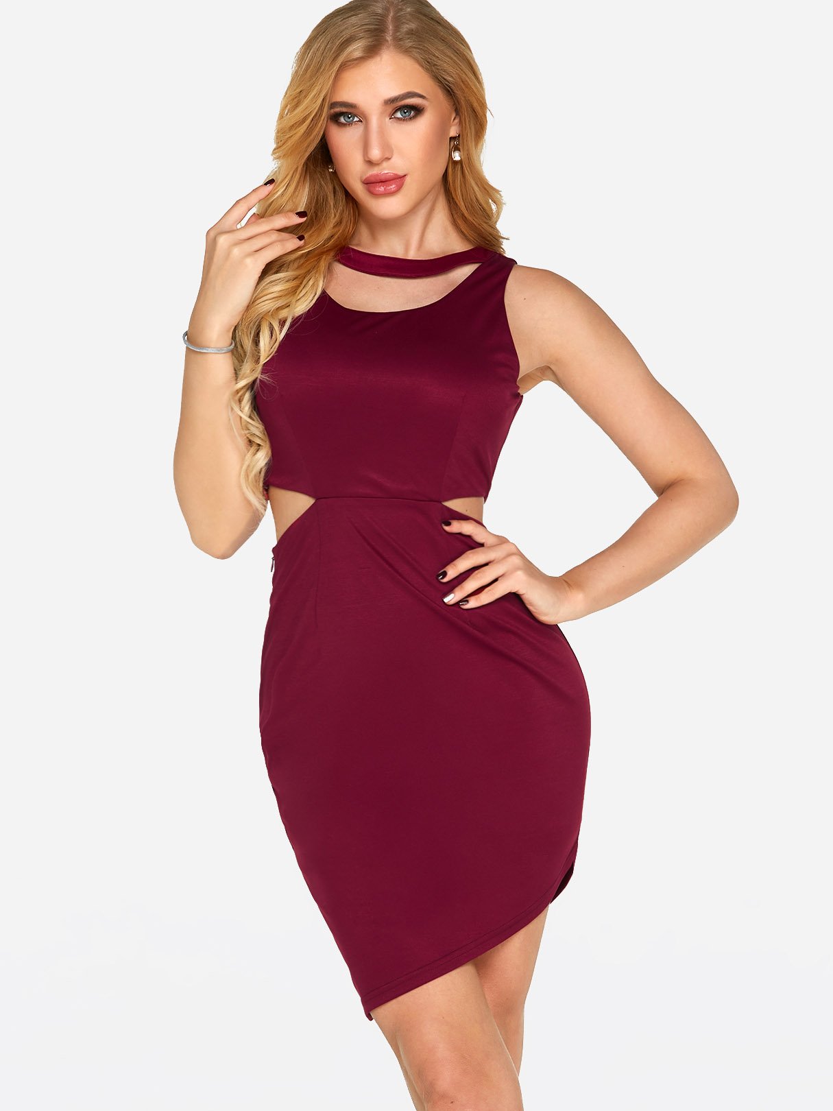 OEM Ladies Burgundy Sexy Dresses