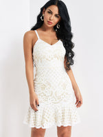 Wholesale White Sleeveless Lace Spaghetti Strap Sexy Dresses