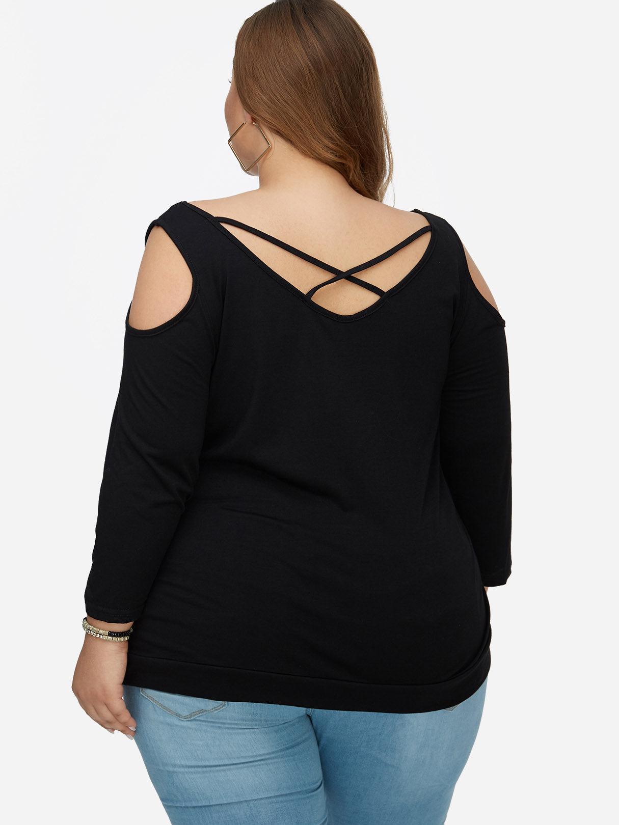 NEW FEELING Womens Black Plus Size Tops