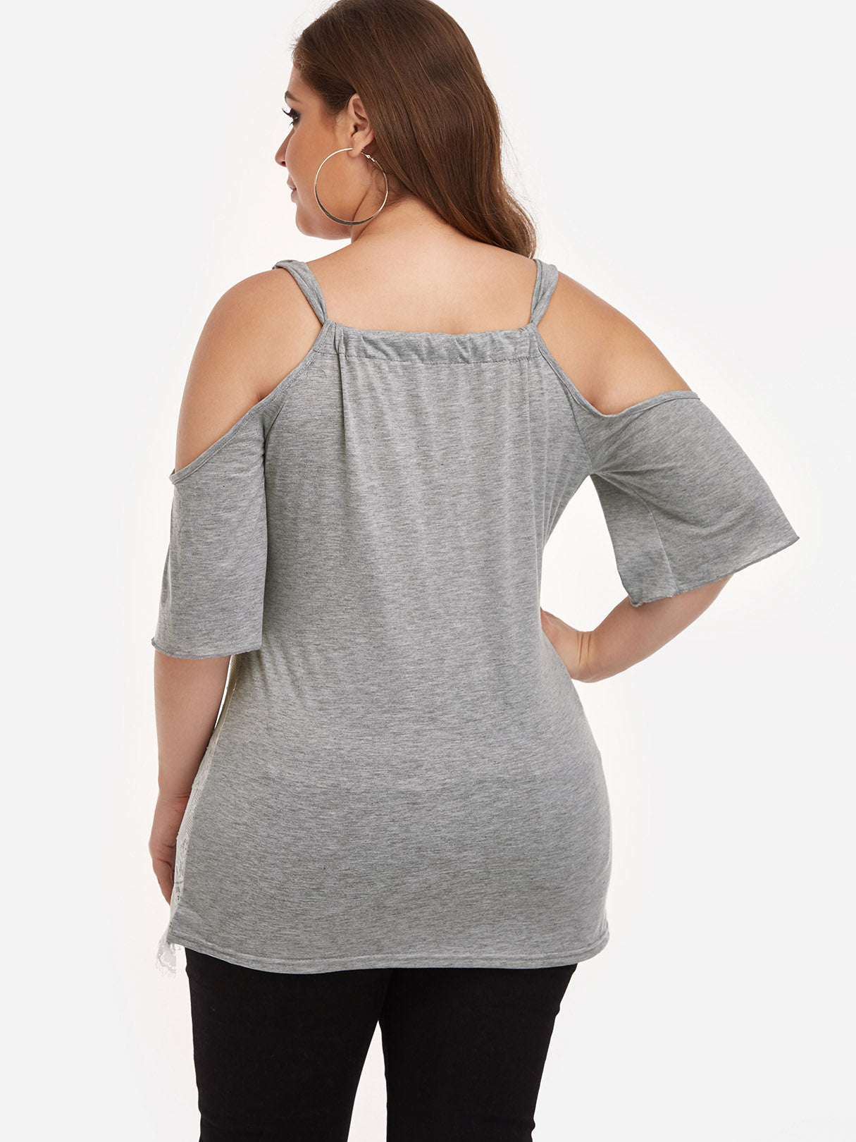 NEW FEELING Womens Grey Plus Size Tops