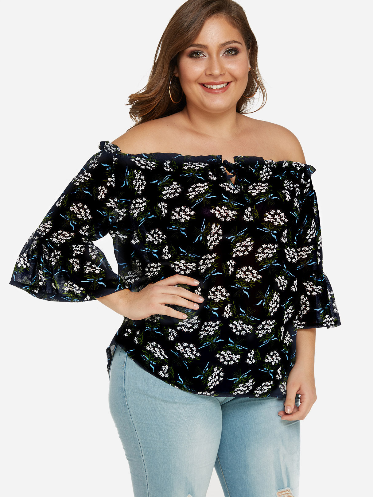 Custom Ladies Off The Shoulder Plus Size Tops