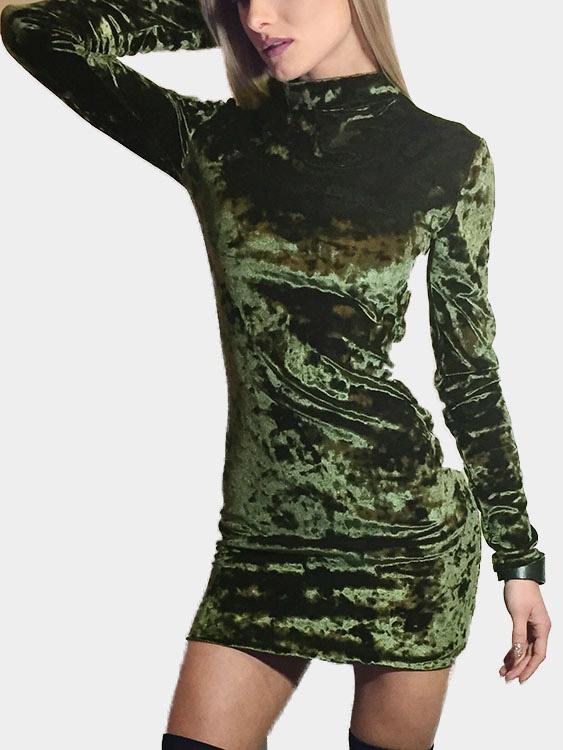 NEW FEELING Womens Army Green Mini Dresses