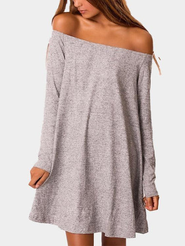 Wholesale Off The Shoulder Long Sleeve Grey Sexy Dresses