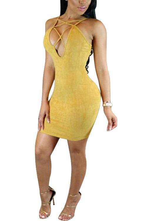 OEM ODM Womens Yellow Bodycon Dresses