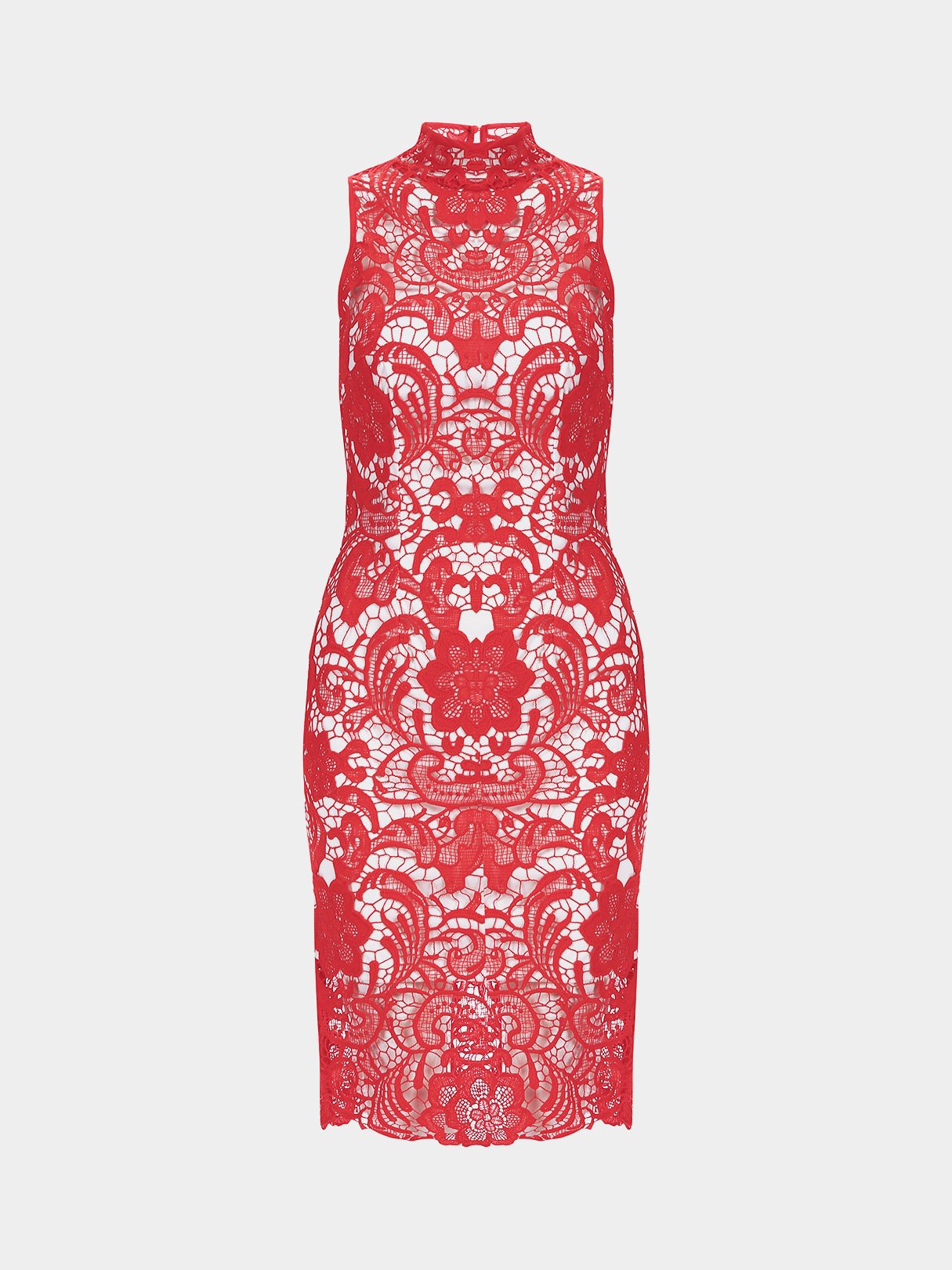 Wholesale Red Sleeveless Lace High Waist Sexy Dress