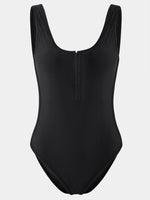 Wholesale Black Deep V Neck Sleeveless Plain Backless Wireless One-Pieces Swimwears