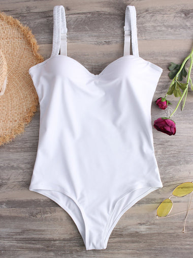 Wholesale V-Neck Sleeveless White One-Pieces