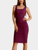 Wholesale Square Neck Sleeveless Burgundy Sexy Dresses