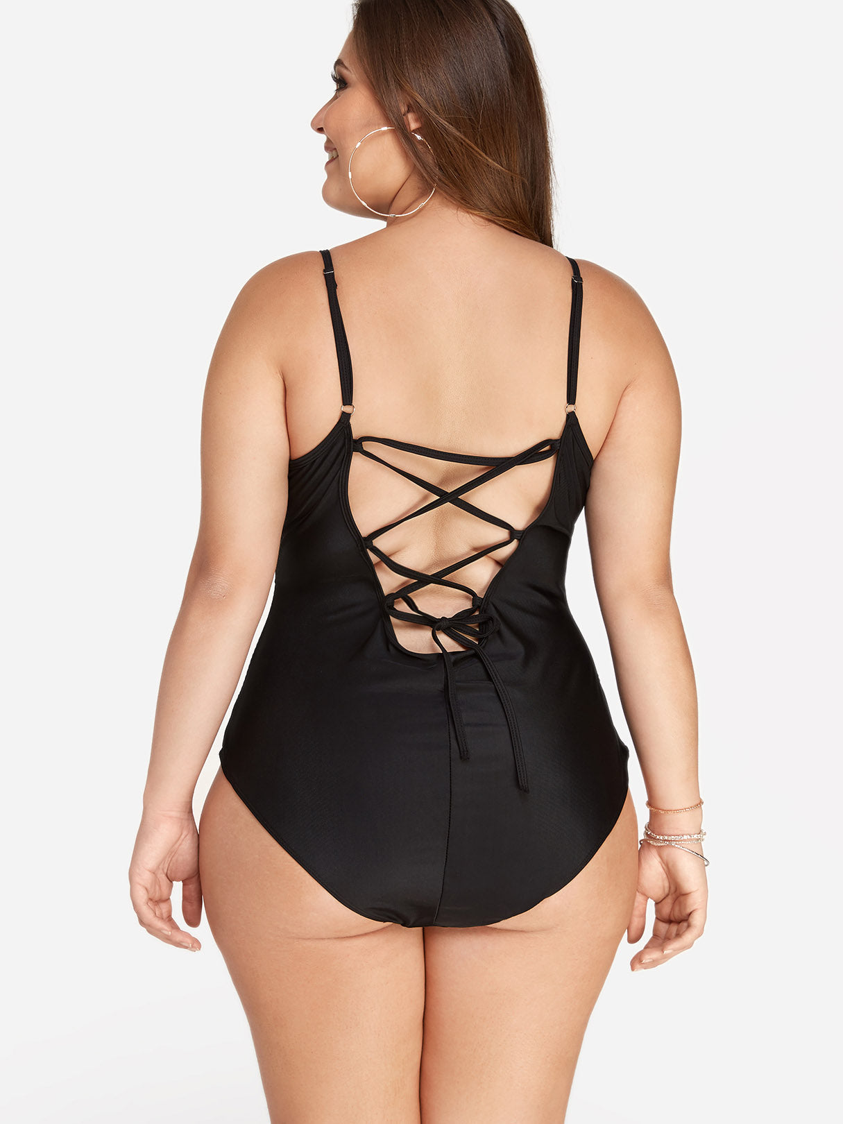 NEW FEELING Womens Black Plus Size Swimwear