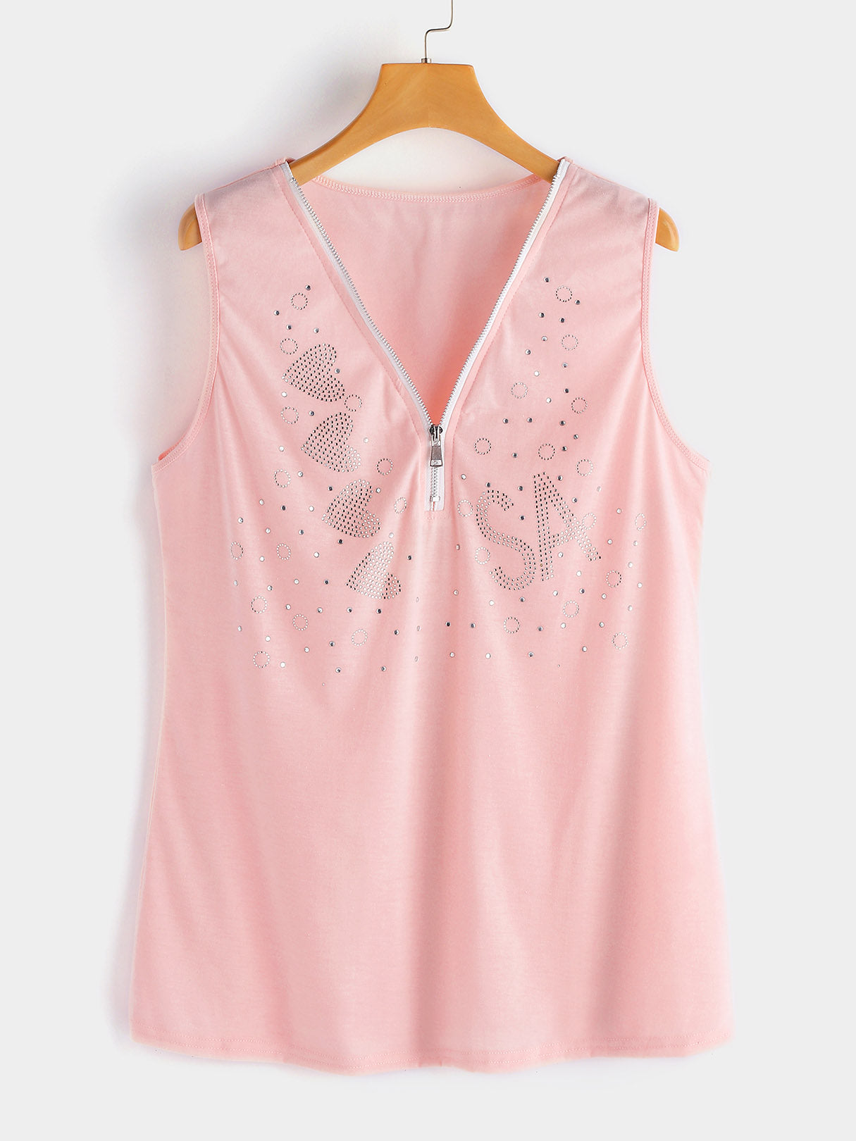 Wholesale V-Neck Glitter Sleeveless Plus Size Tops