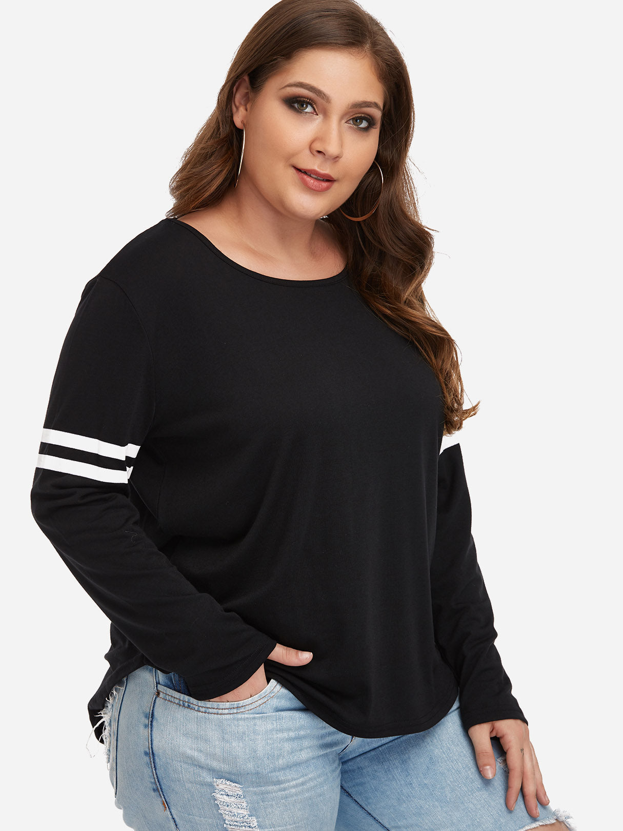 OEM Ladies Black Plus Size Tops