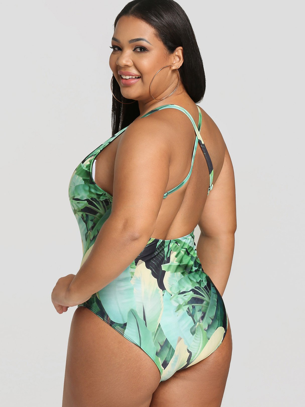 Custom Womens Floral Print Plus Size Swimwear