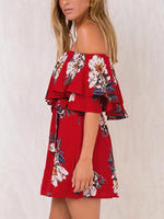 OEM Ladies Red Floral Dresses