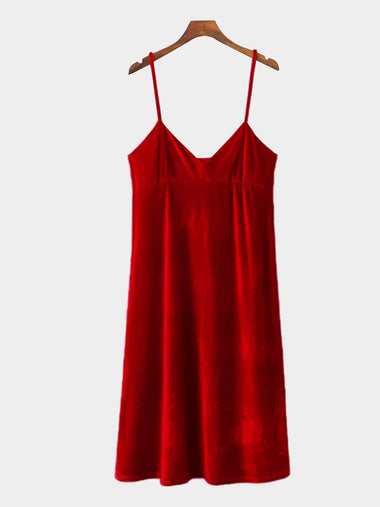 Wholesale Red V-Neck Sleeveless Plain Sexy Dress