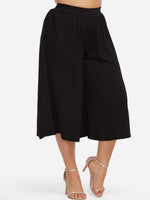 Wholesale Plain Pleated Plus Size Wide Leg Pants