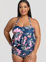 Wholesale Halter Sleeveless Navy Plus Size Swimwear