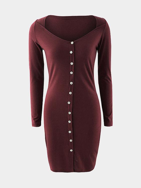 NEW FEELING Womens Burgundy Bodycon Dresses