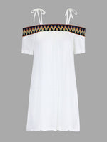 Wholesale Bateau Off The Shoulder White Mini Dress