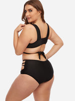 NEW FEELING Womens Black Plus Size Swimwear