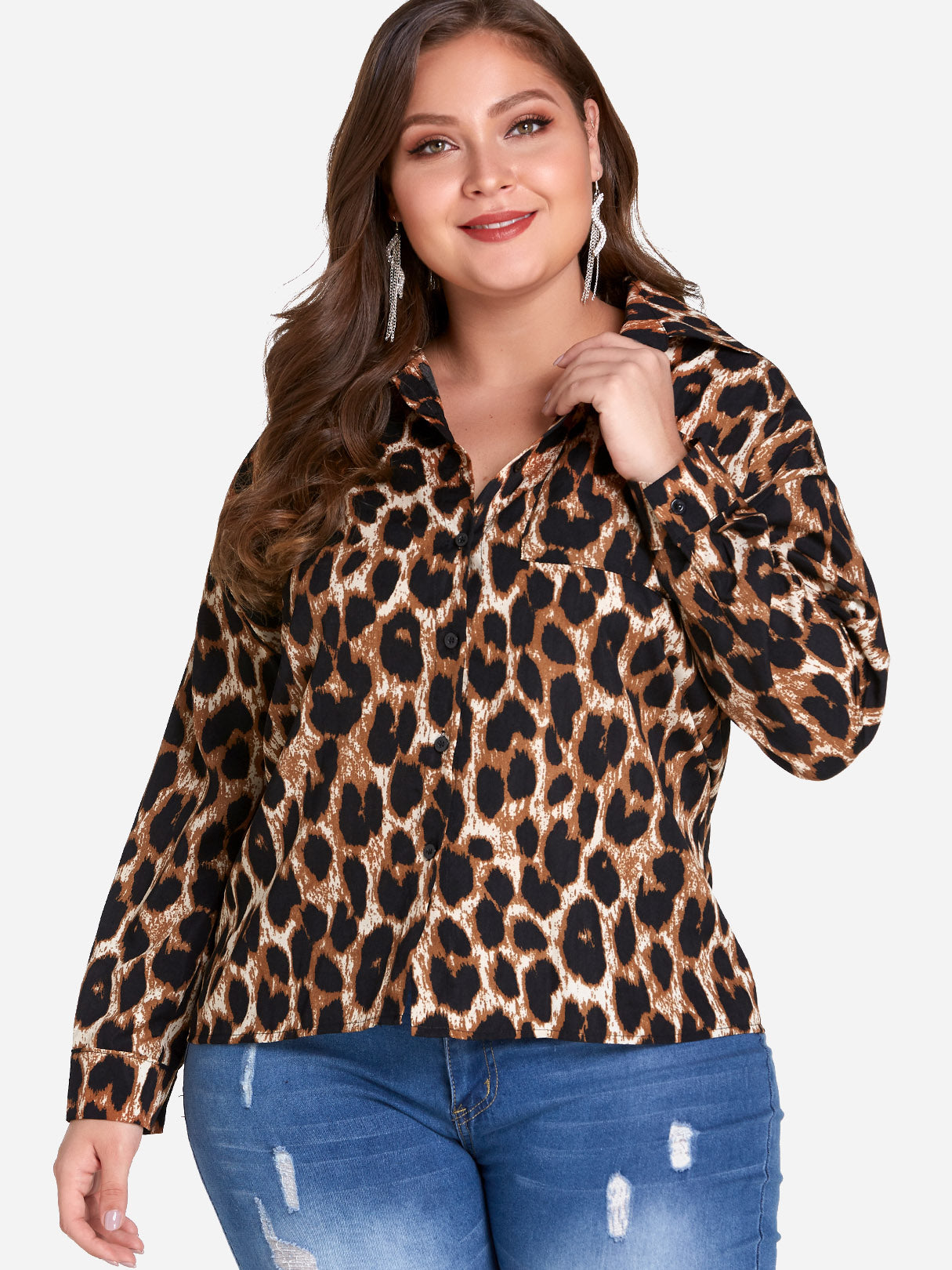 OEM Ladies Leopard Plus Size Tops