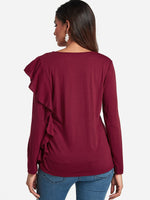 NEW FEELING Womens Burgundy T-Shirts