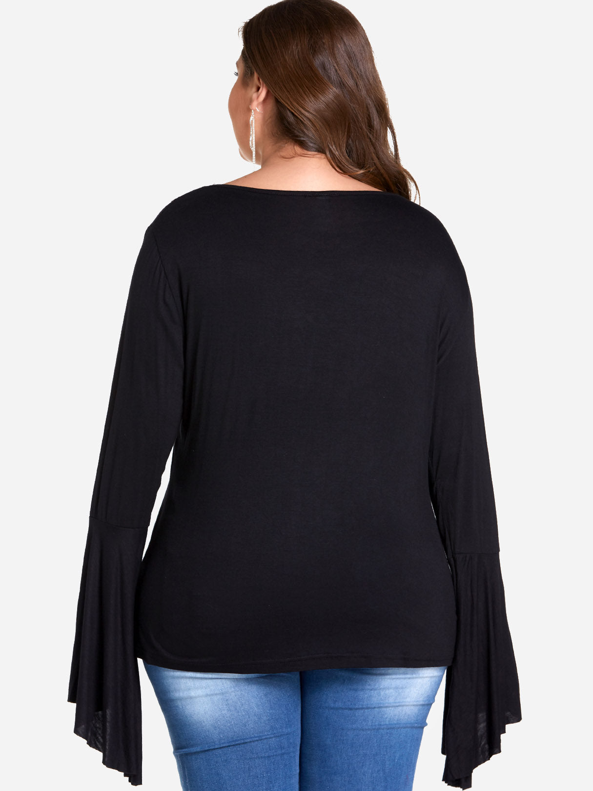 NEW FEELING Womens Black Plus Size Tops