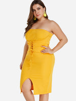 OEM Ladies Yellow Plus Size Dresses