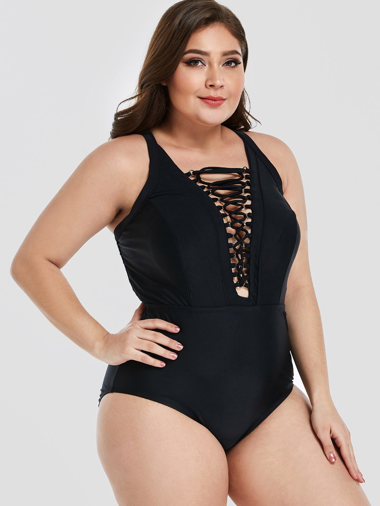 OEM Ladies Black Plus Size Swimwear