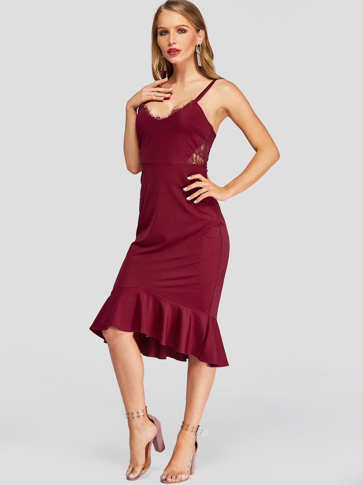NEW FEELING Womens Burgundy Sexy Dresses