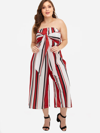 Wholesale Strapless Stripe Sleeveless Plus Size Bottoms