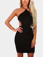 Wholesale Black Halter Sleeveless Backless Dresses