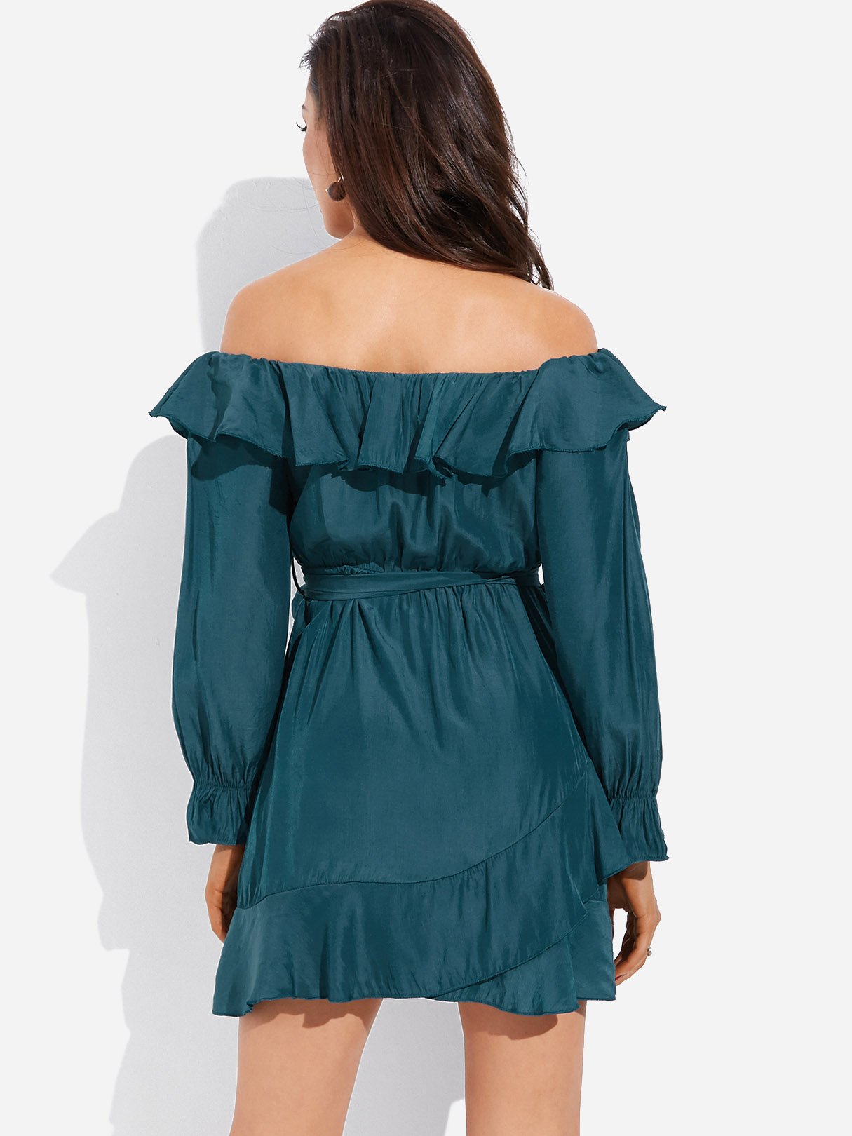 NEW FEELING Womens Green Off The Shoulder Dresses