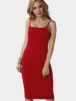 Wholesale Burgundy Round Neck Sleeveless Spaghetti Strap Dresses